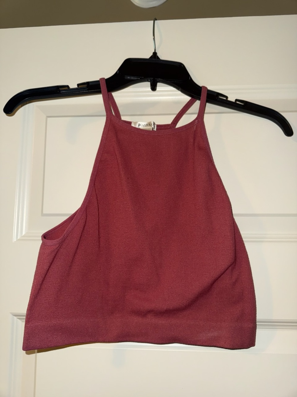 Bozzolo Mauve High-Neck Ribbed Tank Top